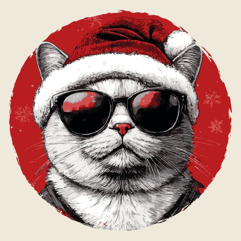 Weihnachtskatze mit Sonnenbrille