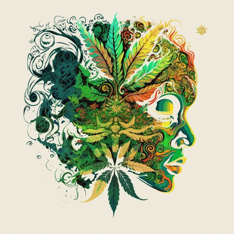 Psychedelisches Cannabis-Gesicht