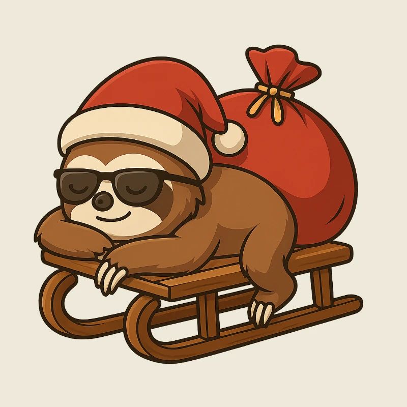 Cool Christmas sloth on sleigh