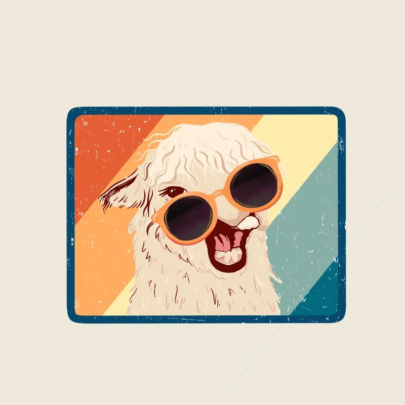 Lustige Retro-Alpaka-Lama