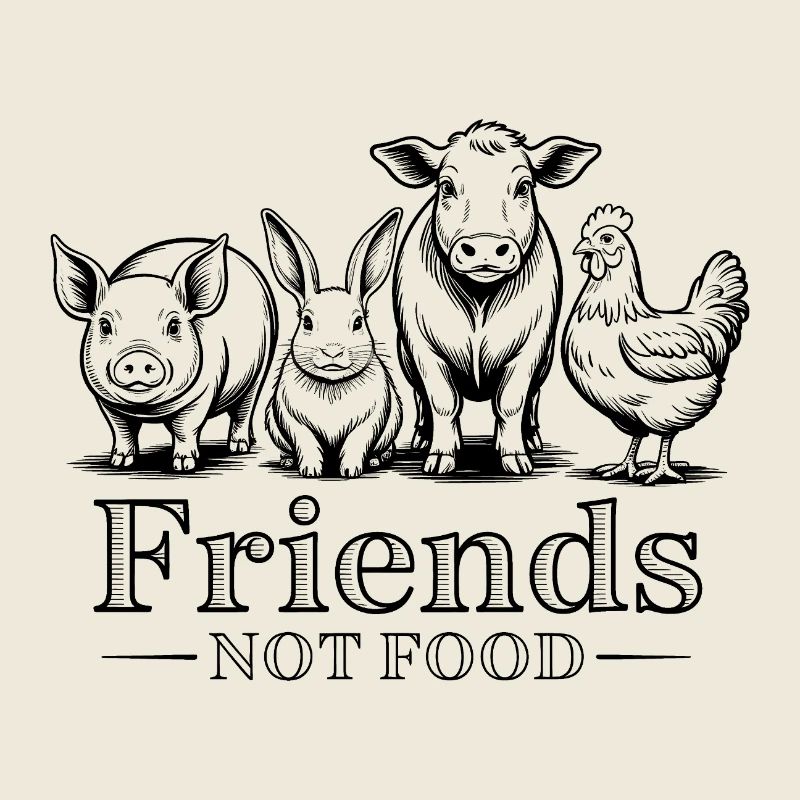 Freunde, nicht Essen – Cooles Veganismus-Logo