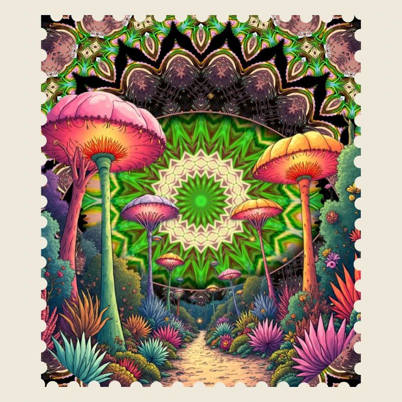 Psychedelische Pilzlandschaft Mandala
