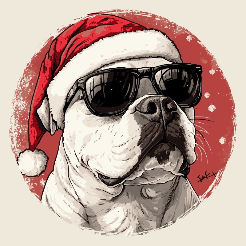 Cooler Hund im Santa Look