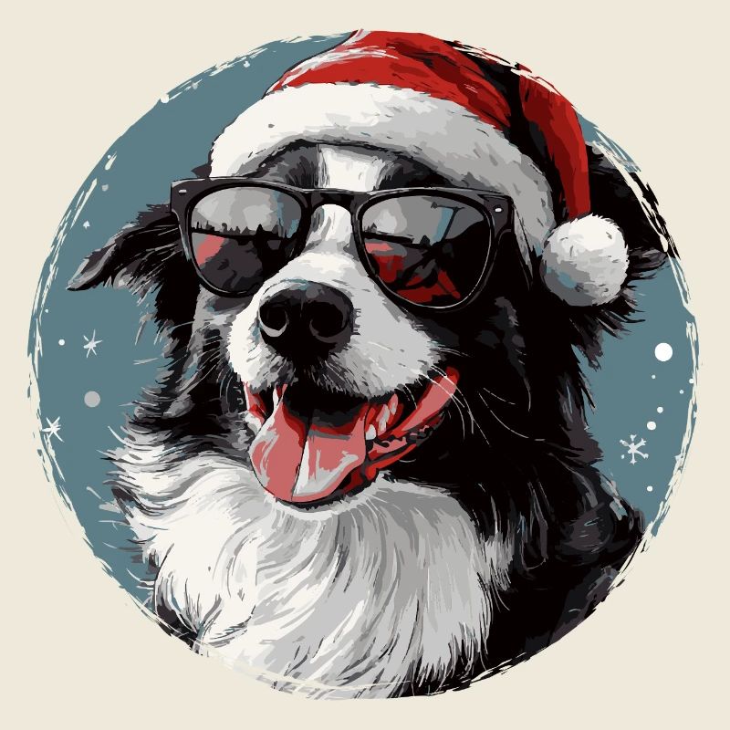 Hund Weihnachten mit Sonnenbrille