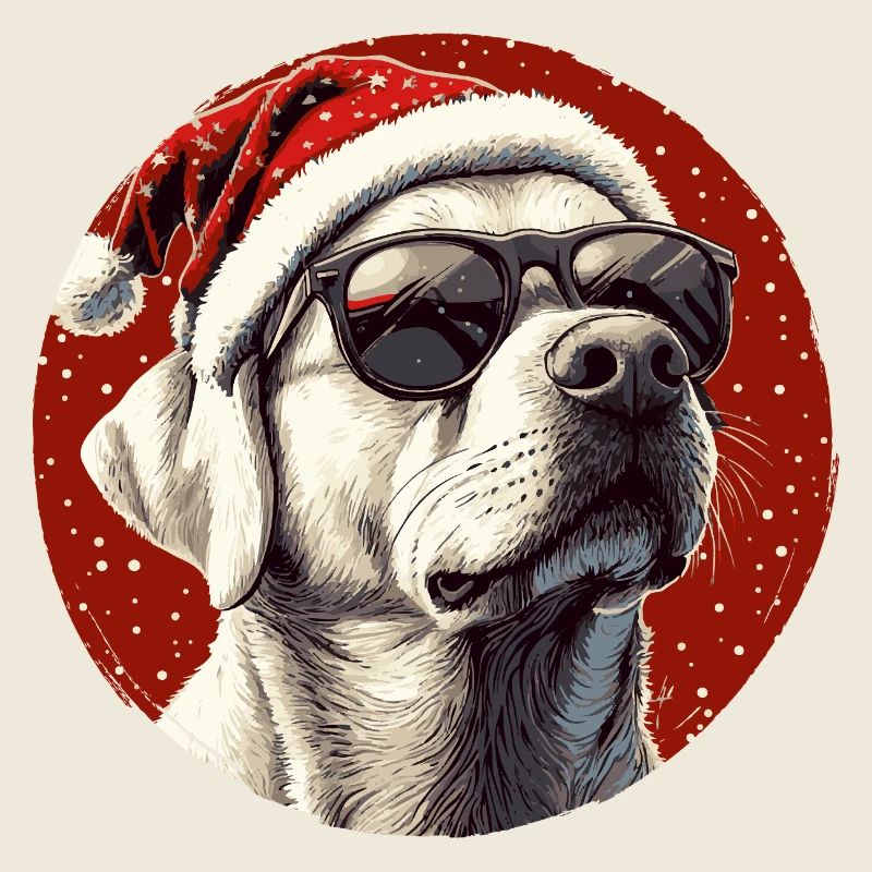 Weihnachts Hund mit Sonnenbrille