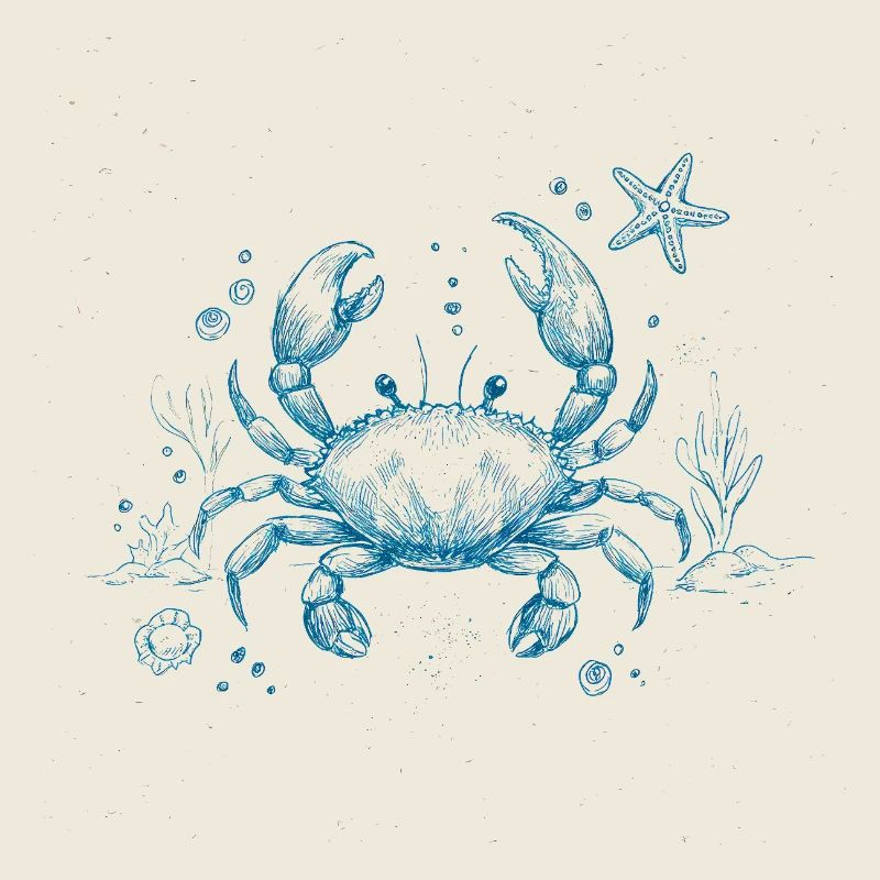 Blaue Krabbe – Ozean Illustration