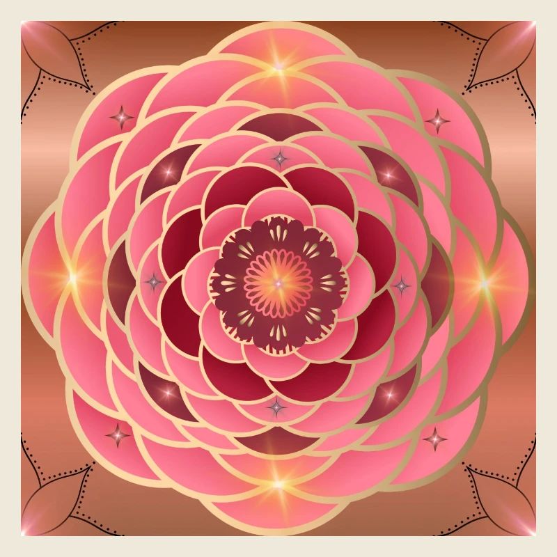 Hell goldene roséfarbene Mandalas