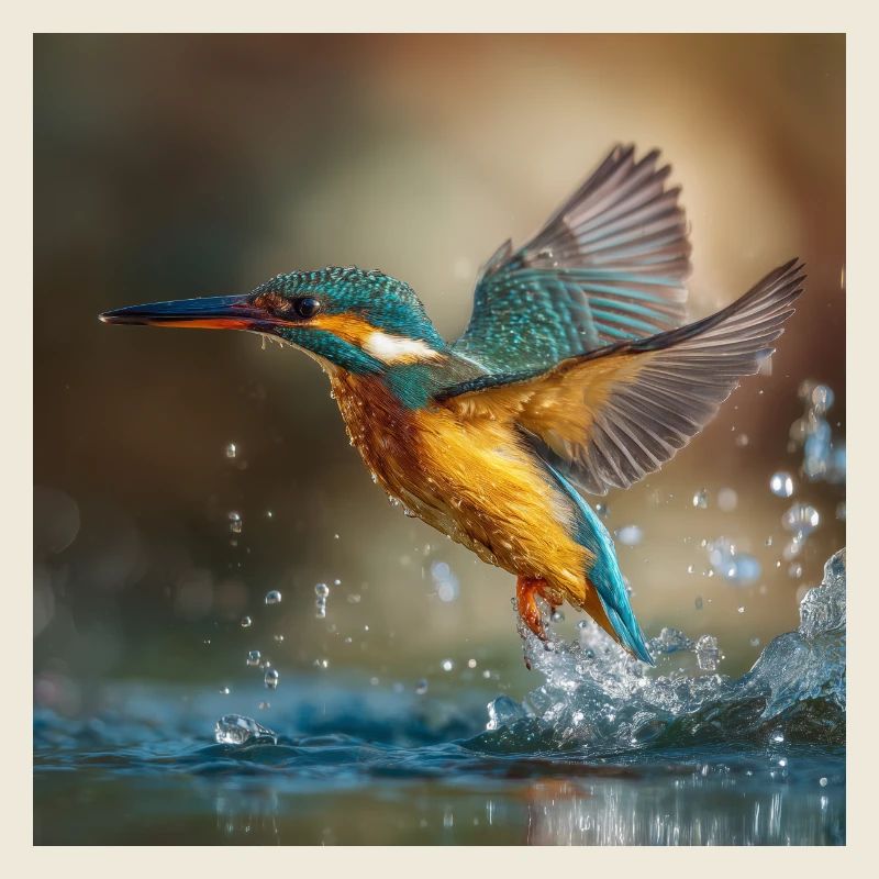 Colour explosion of the kingfisher in flight