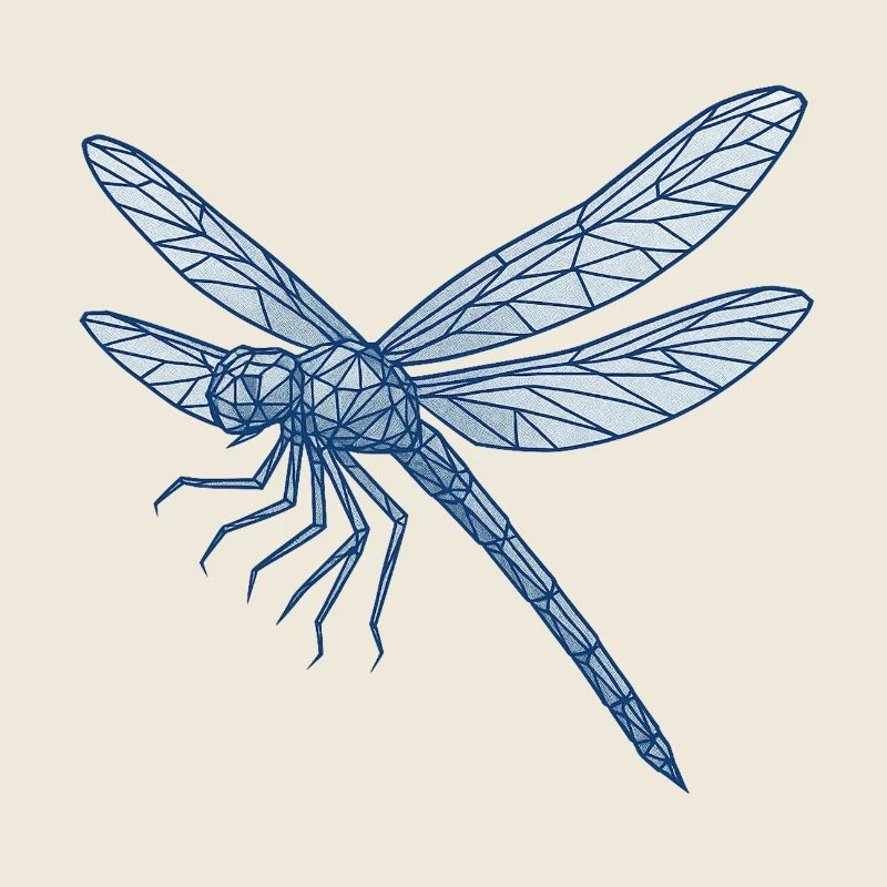 Libellule bleue géométrique