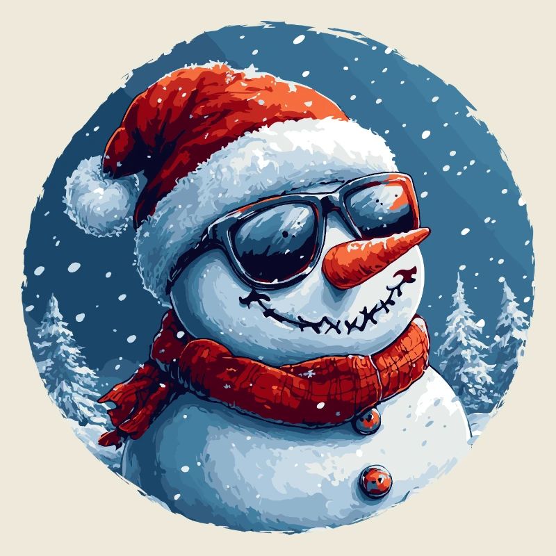 Cooler Schneemann mit Sonnenbrille im Schnee