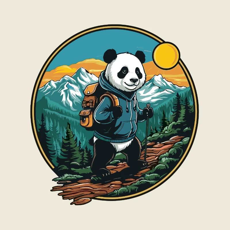 Süßer Panda Wandern, Camping Bergabenteuer