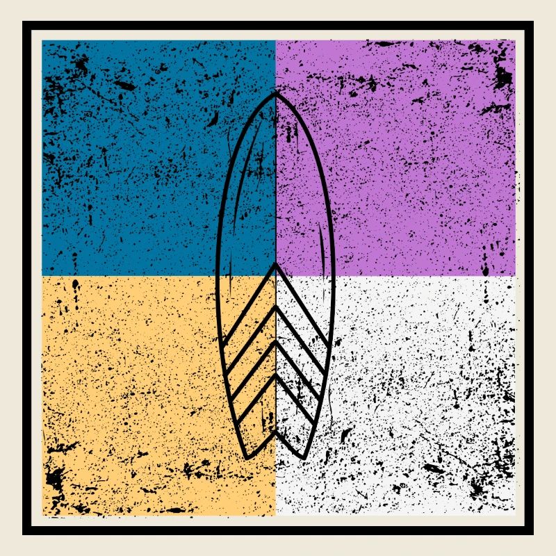 Surfbrett auf vierfarbigem Quad-Design