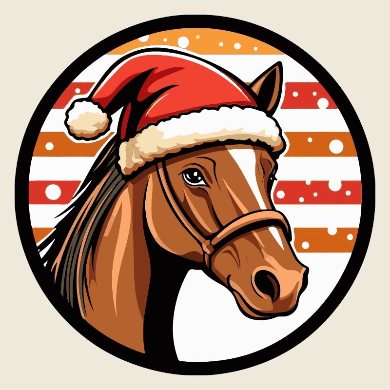 Weihnachtspferd im Santa Hut