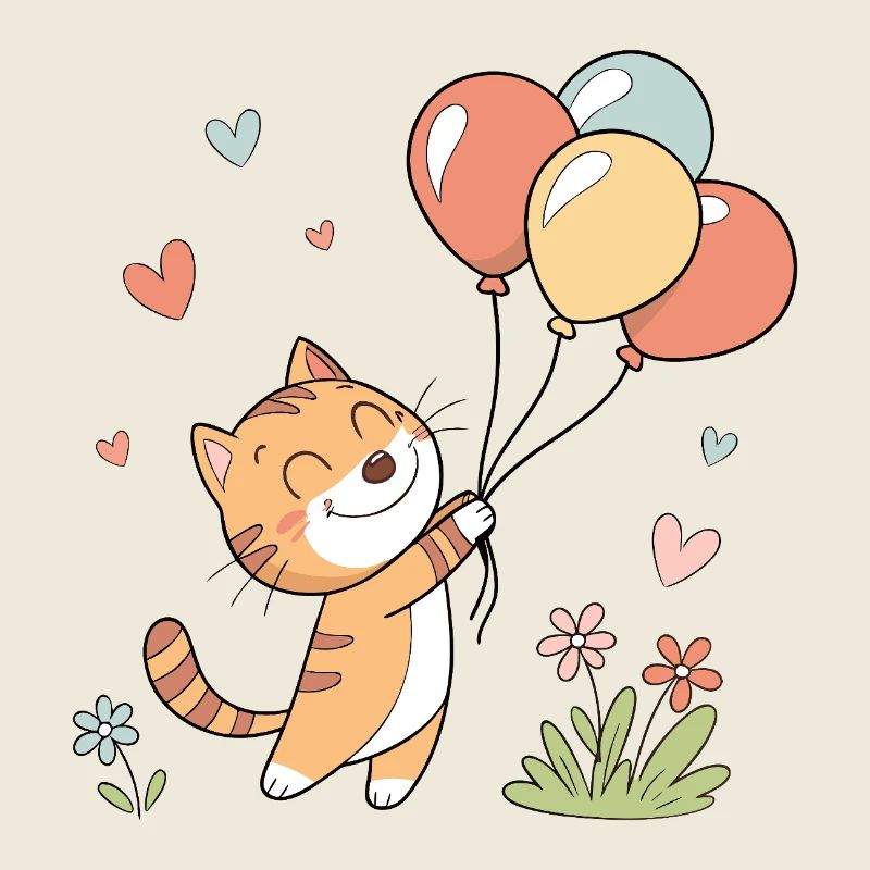 Chat joyeux avec des ballons