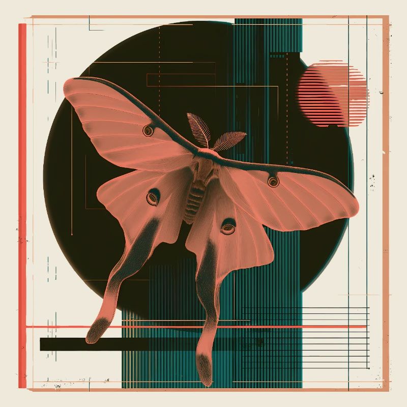 Luna Moth – Design rétro géométrique de papillon de nuit