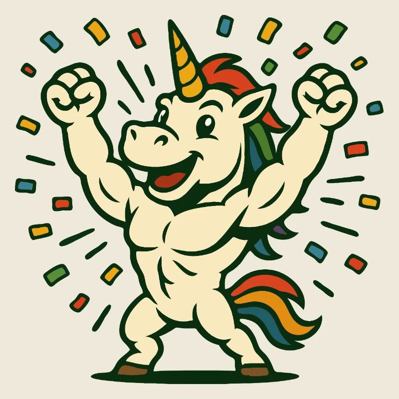 Feier starker Einhorn-Flexing-Partykunst