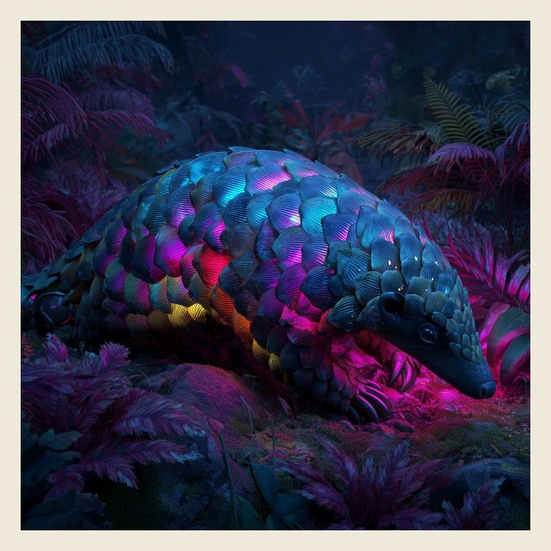 Cyberpunk Schuppentier Jungle Sci-Fi Art Neon 