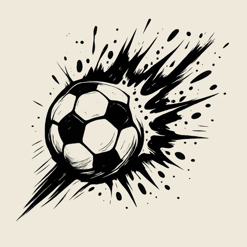 Explodierender Fußball in Schwarzweiß