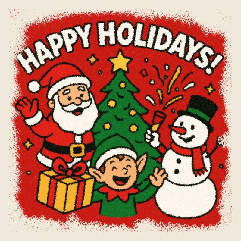 Scène de Noël du Trio des Joyeuses Fêtes