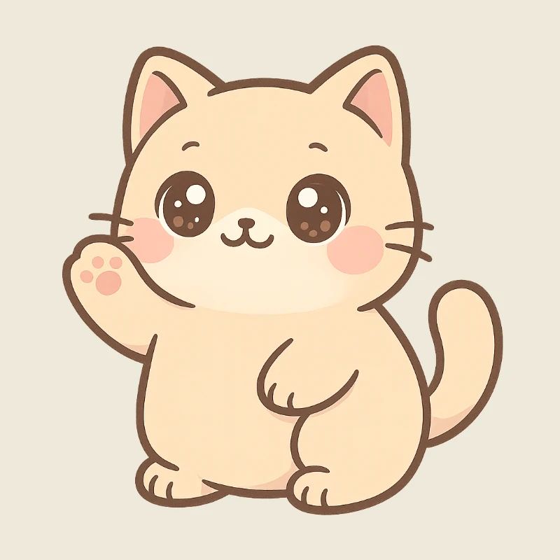 Kawaii Kätzchen Winkt Design