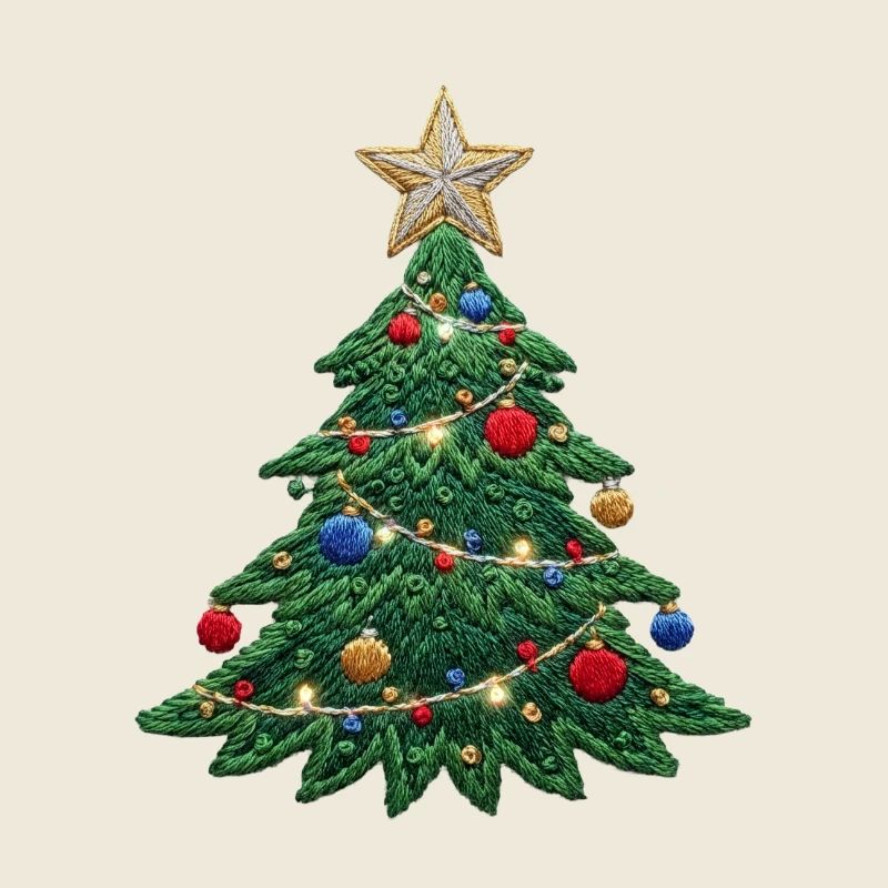 Embroidered Christmas tree – Christmas design (printed)