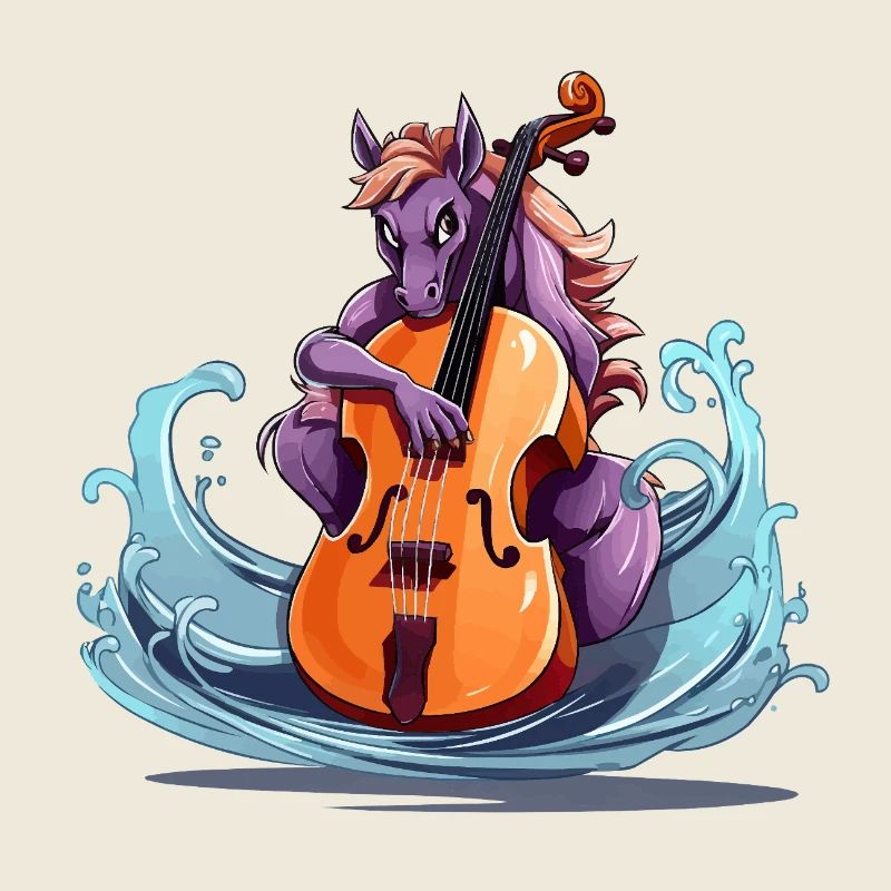 Wave Stroke Unicorn Cellist