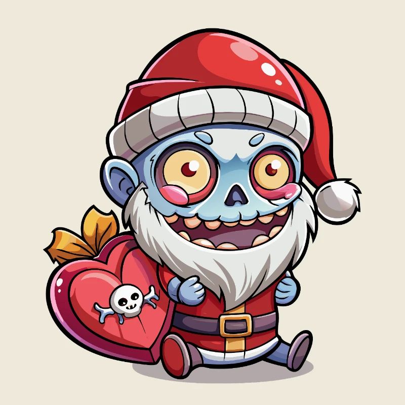 Blaues Zombie-Weihnachtsmannherz