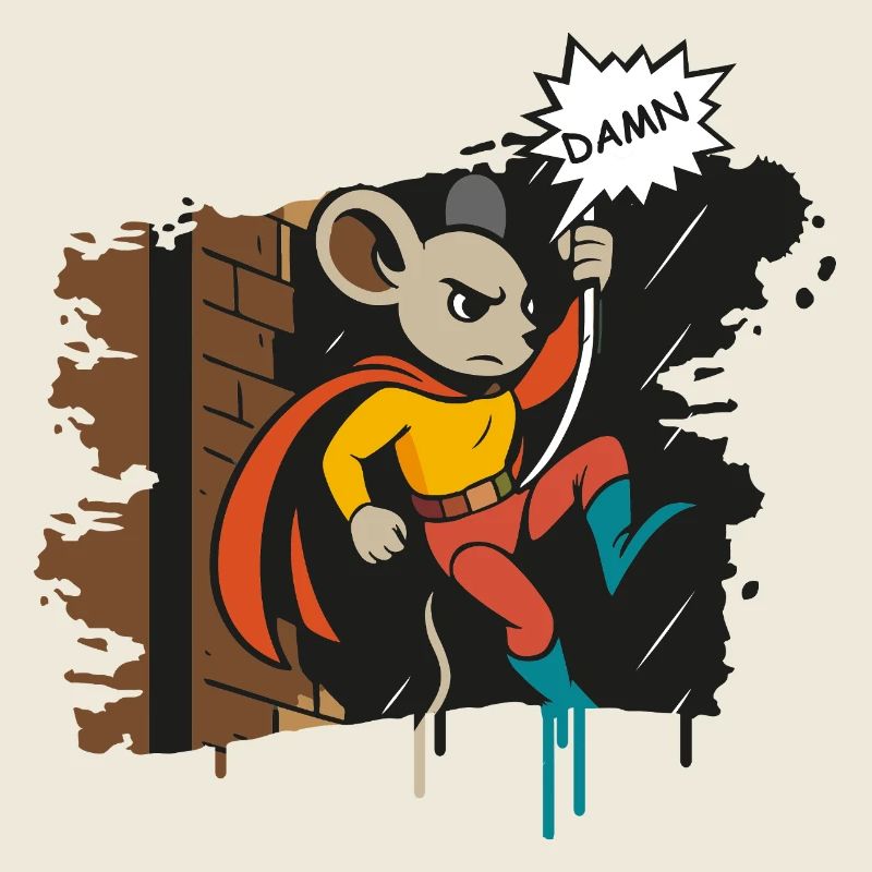 Superhelden Maus am Seil Comic Cartoon
