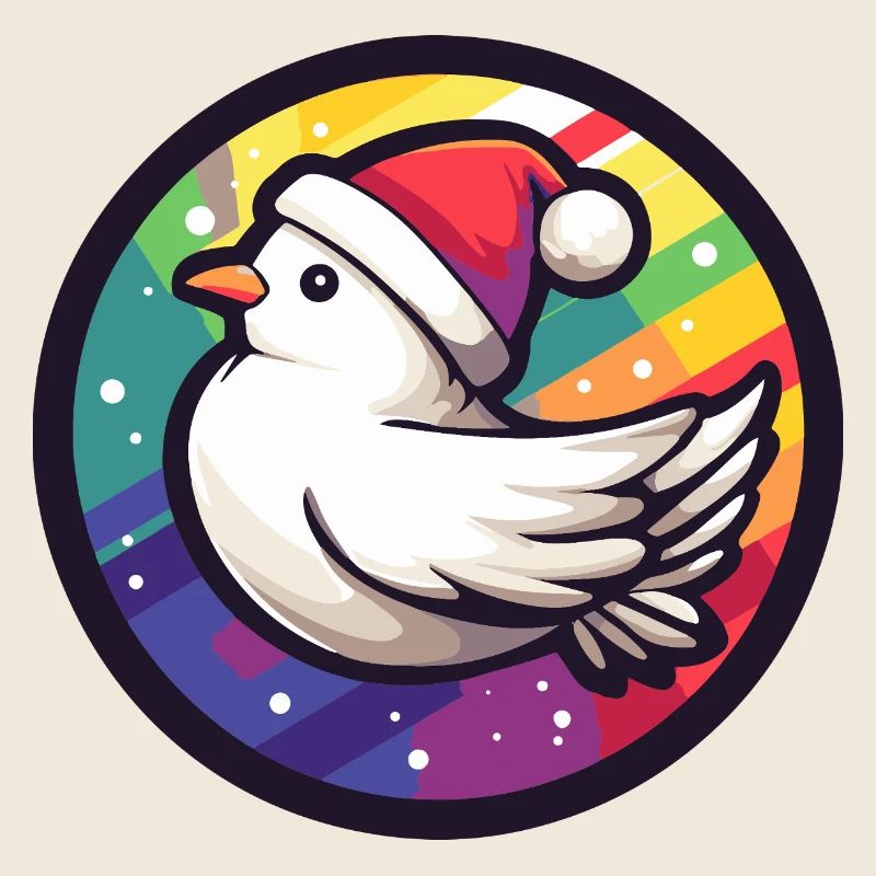 Oiseau de Noël dans l’anneau arc-en-ciel