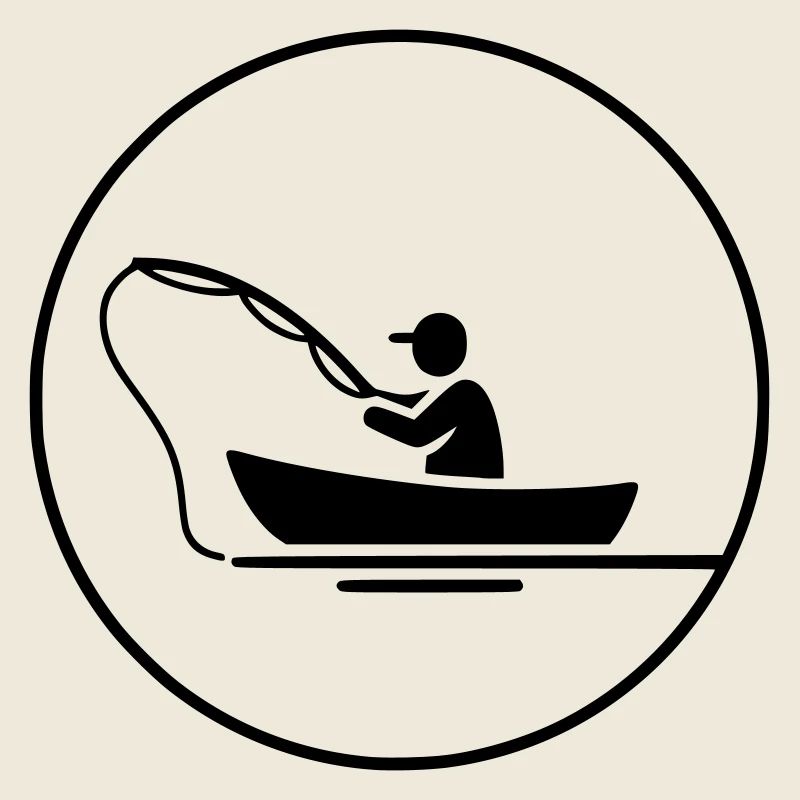 Logo de la silhouette du pêcheur dans le bateau