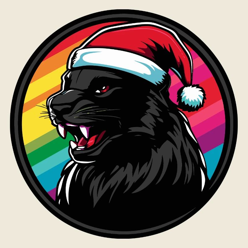 Panther Santa im Regenbogen