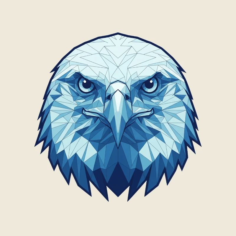 Aigle géométrique en nuances de bleu