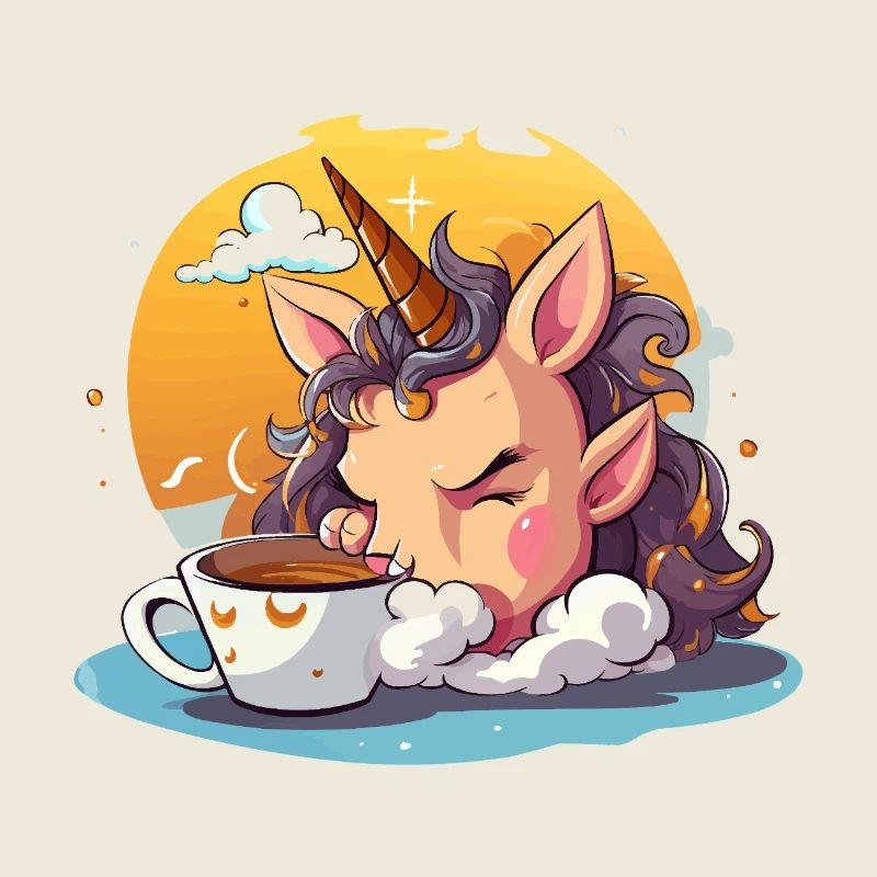 Licorne au café à la lumière du matin