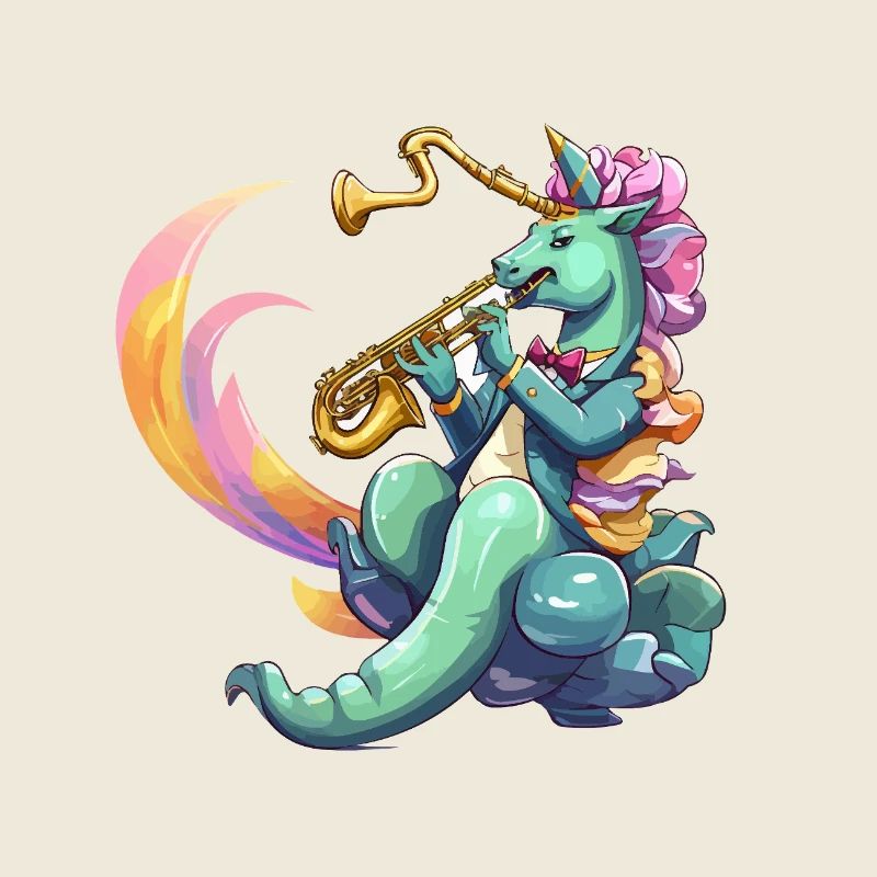 Style néon licorne au saxophone