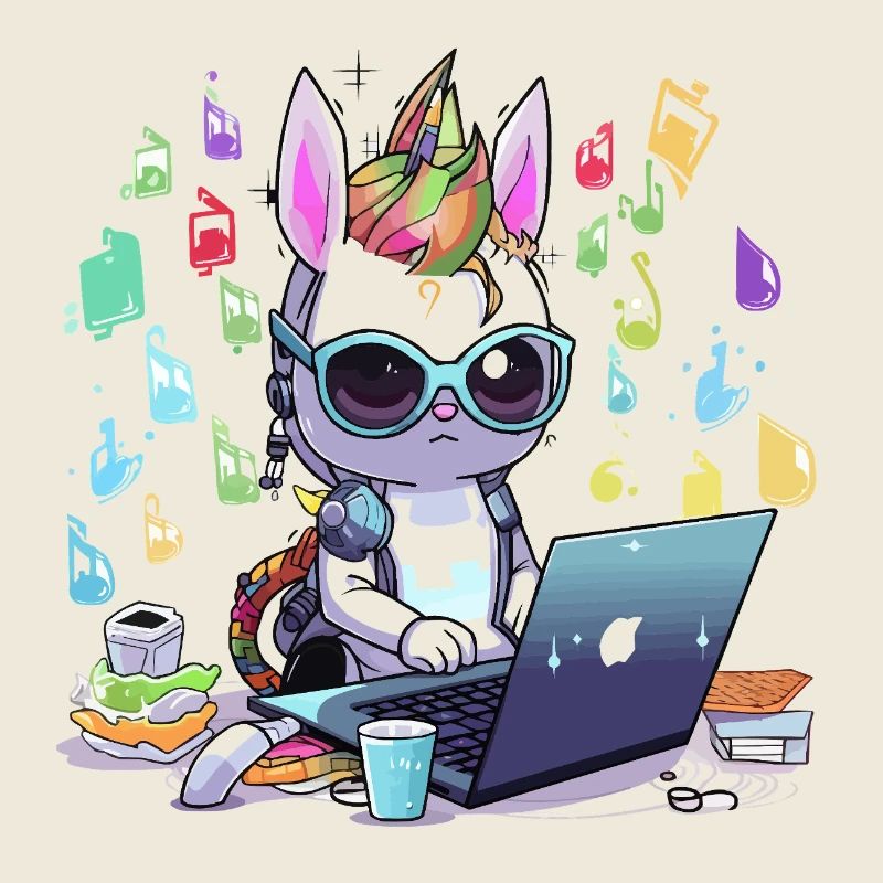 Unicorn Tech-Gamer im Kreativstudio