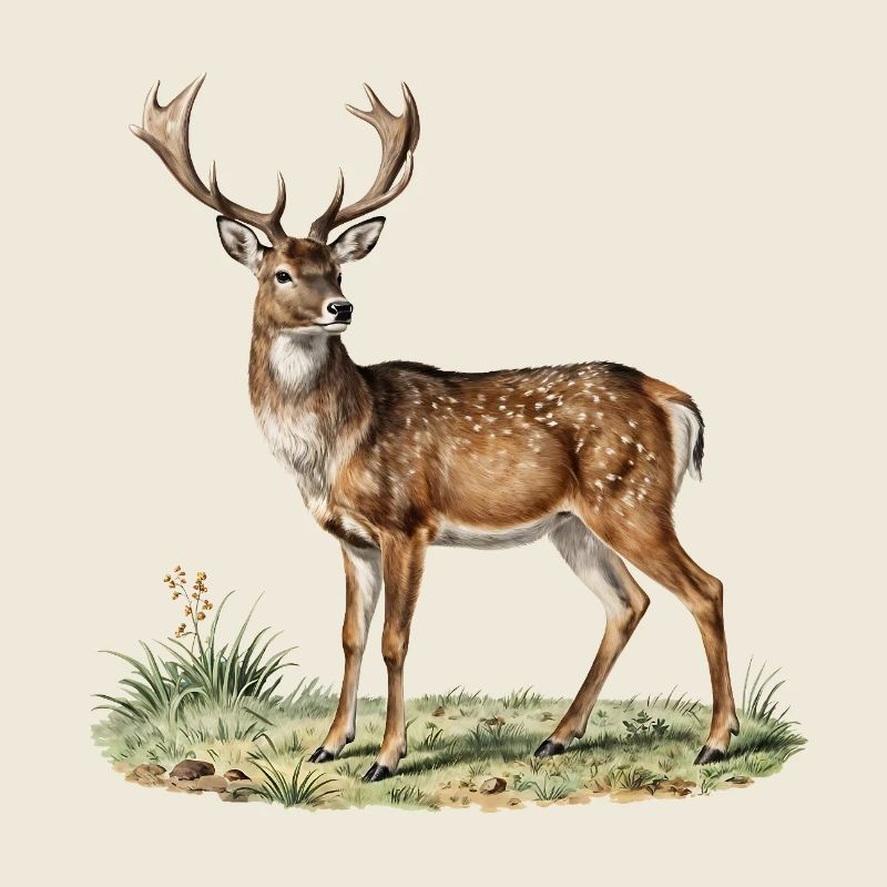 Nature watercolor deer