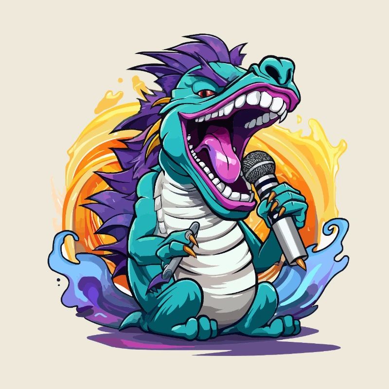 Drachen-Sänger mit Mikrofon