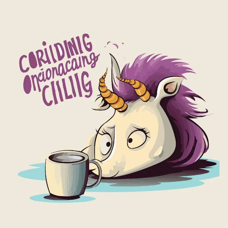 Licorne en pleurs avec motif de café