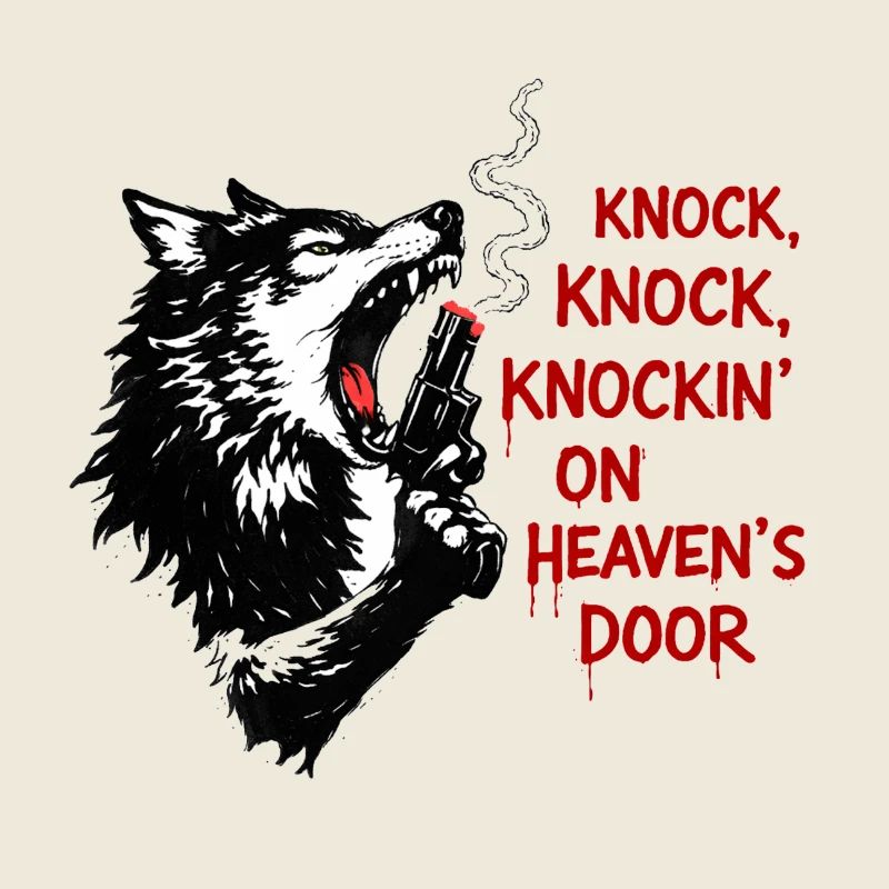 Tête de loup avec motif pistolet