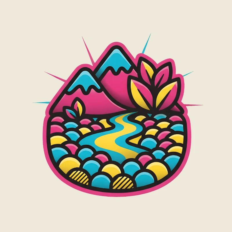 Paysage fluvial coloré Candystyle