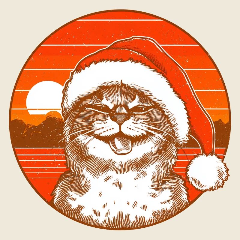 Chat de Noël Vintage Retro Catmas