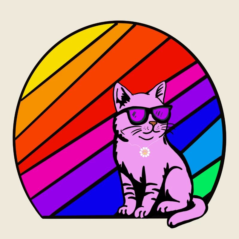 Chat arc-en-ciel avec des lunettes de soleil