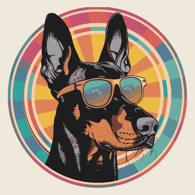 Dobermann Pop Art Sonnenbrille