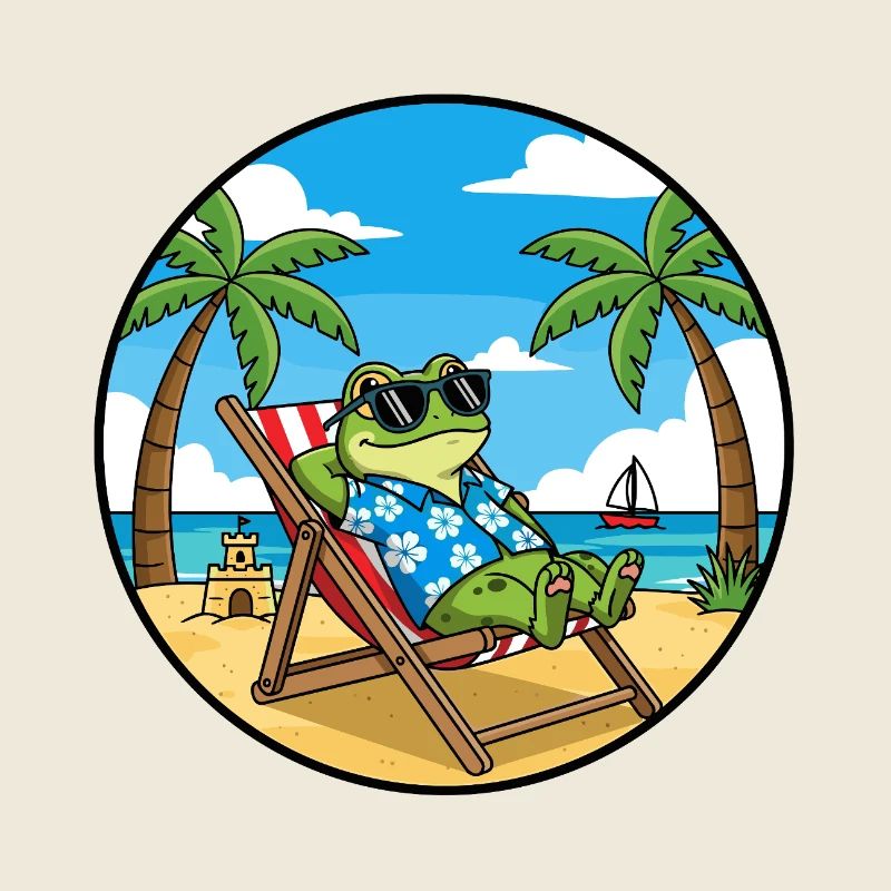 Cool Frog Beach Vacation Summer Vibes