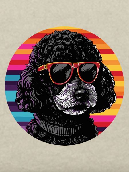 Pudel mit Sonnenbrille im Retro-Ring