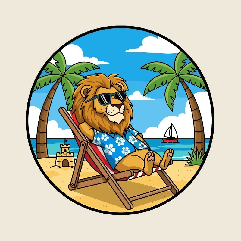 Coole Lion Beach Urlaubs-Sommerstimmung