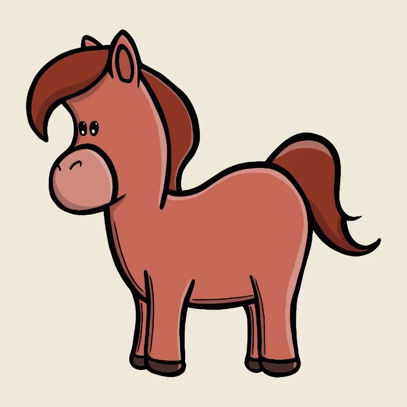 Dessin animé Cheval Brun Kawaii Pony