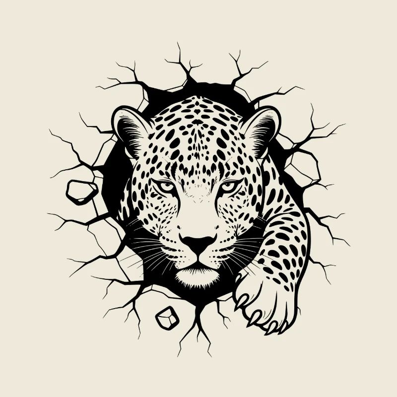 Leopard Wanddurchbruch Elegantes Wildtier