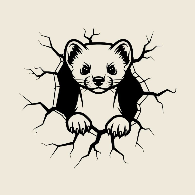 Marder Wanddurchbruch Wildtier Illustration
