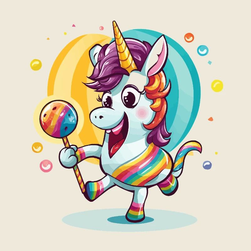 Regenbogen-Einhorn mit Lutscher